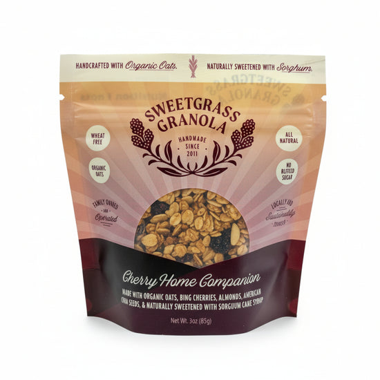 Sweetgrass Granola package on a white background