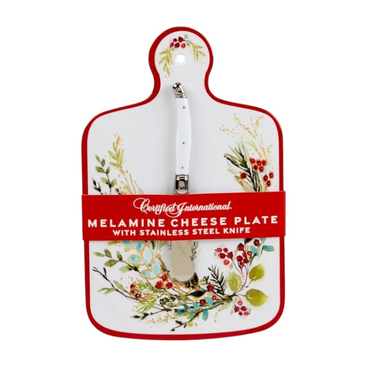 Christmas Gatherings Melamine Cheese Board with Stainless Steel Knife - A Taste of Kentucky