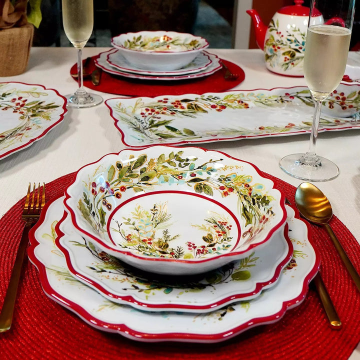 Christmas Gatherings Melamine Holiday Plates & Bowl – 11" Dinner, 9" Salad, 8.5" All-Purpose Bowl - A Taste of Kentucky