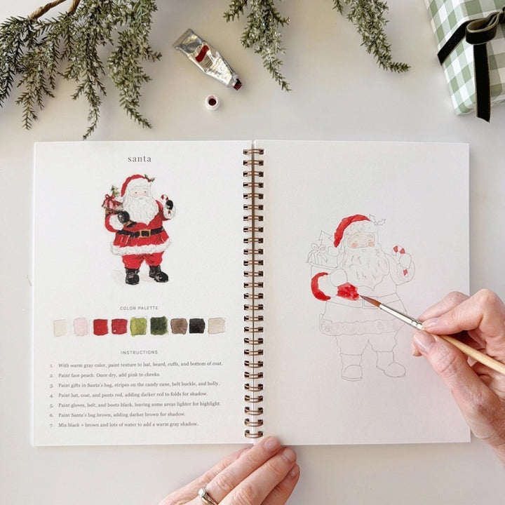 Christmas Watercolor Gift Bag | Workbook, Mini Paint Palette & Brushes