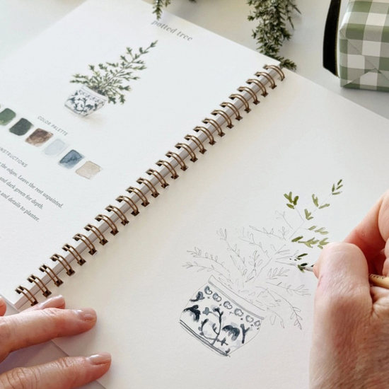 Christmas Watercolor Gift Bag | Workbook, Mini Paint Palette & Brushes