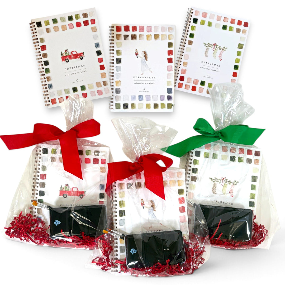 Christmas Watercolor Gift Bag | Workbook, Mini Paint Palette & Brushes