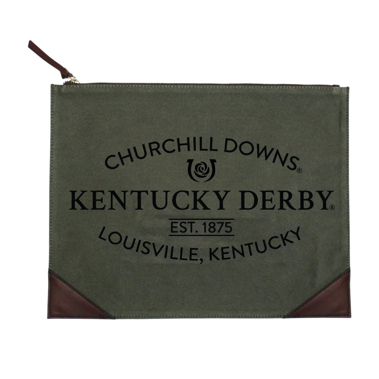 Churchill Downs Army Green Kentucky Derby Canvas Zip Pouch - A Taste of Kentucky