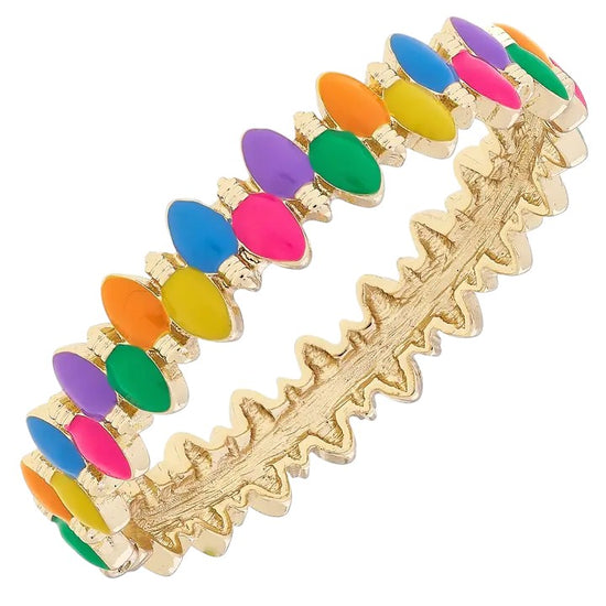 The chic gold-tone hinge bangle with a row of festive enamel lights.