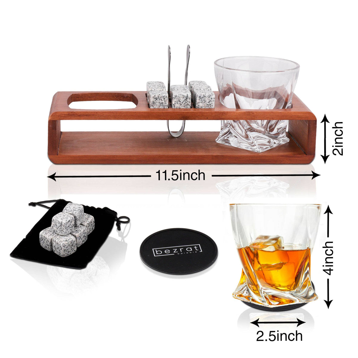 Bezrat Whiskey Glass Gift Set - A Taste of Kentucky
