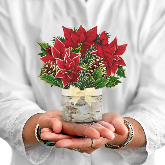 Mini Birch Poinsettia (10 Pop-up Greeting Cards) - A Taste of Kentucky