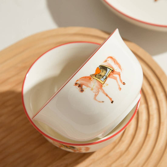 Ceramic Bowls Set w/ Horse Pattern - A Taste of Kentucky
