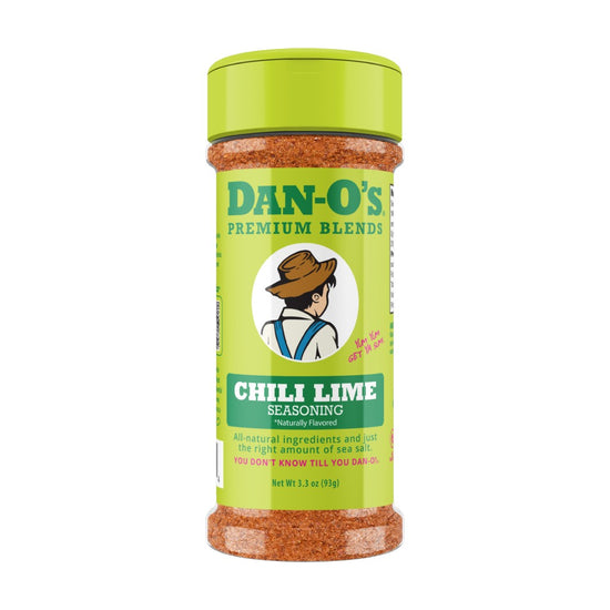 Dan-O's Chili Lime seasoning bottle on a white background