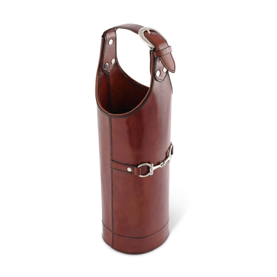Premium Genuine Leather Bit Single Wine Bottle Carrier - A Taste of Kentucky