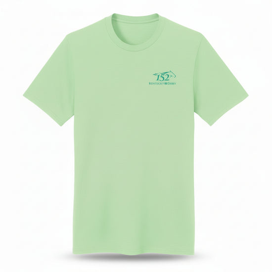 Kentucky Derby 152 "Off to the Races" t-shirt with a logo on a white background