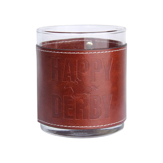 Derby-Themed Faux Leather-Wrapped Rocks Glass – Racing Designs - A Taste of Kentucky