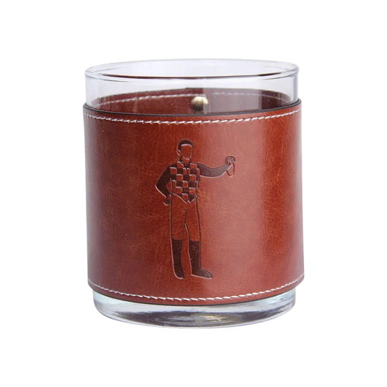 Derby-Themed Faux Leather-Wrapped Rocks Glass – Racing Designs - A Taste of Kentucky