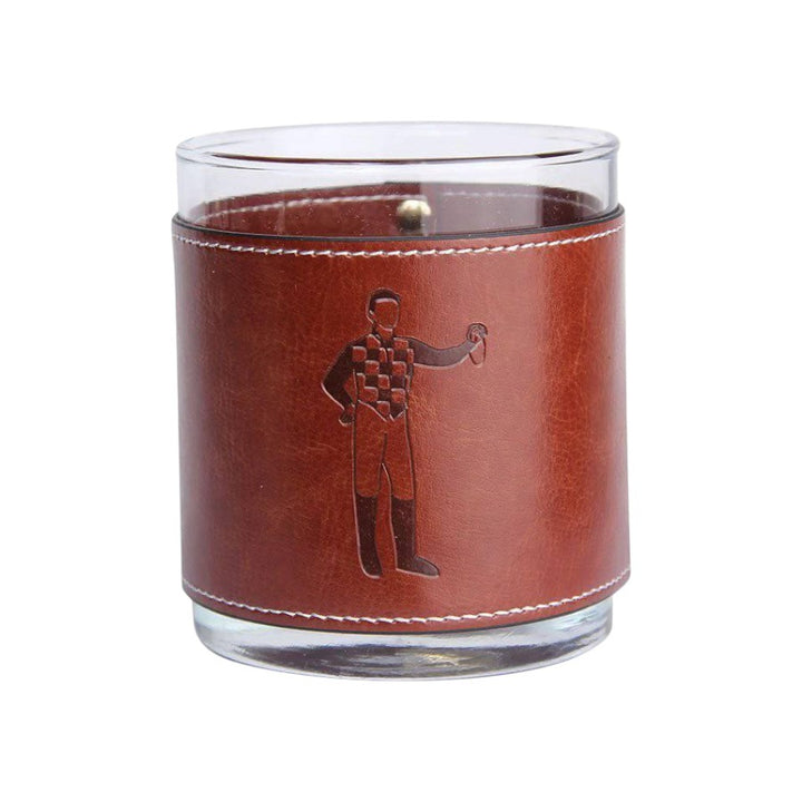 Derby-Themed Faux Leather-Wrapped Rocks Glass – Racing Designs - A Taste of Kentucky
