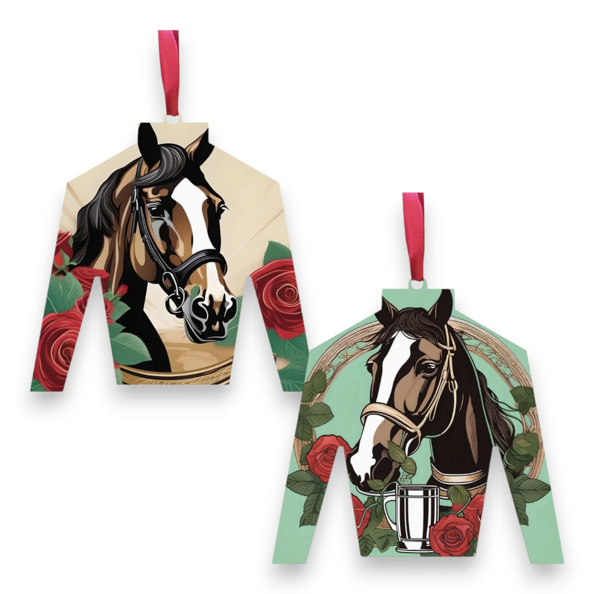 Horse & Roses Jockey Silk Ornament – Derby Decor & Stocking Stuffer