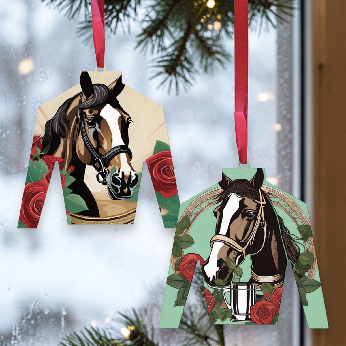 Horse & Roses Jockey Silk Ornament – Derby Decor & Stocking Stuffer