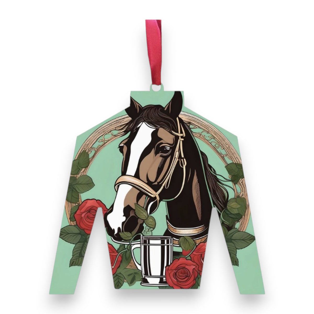 Horse & Roses Jockey Silk Ornament – Derby Decor & Stocking Stuffer