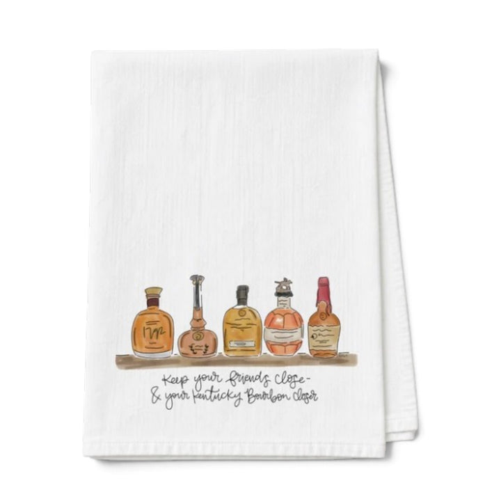 Bourbon Tea Towels | Kentucky-Themed 100% Cotton Kitchen Towels — If It Ain't Kentucky, Keep Your Bourbon Closer & Bourbon Flowers