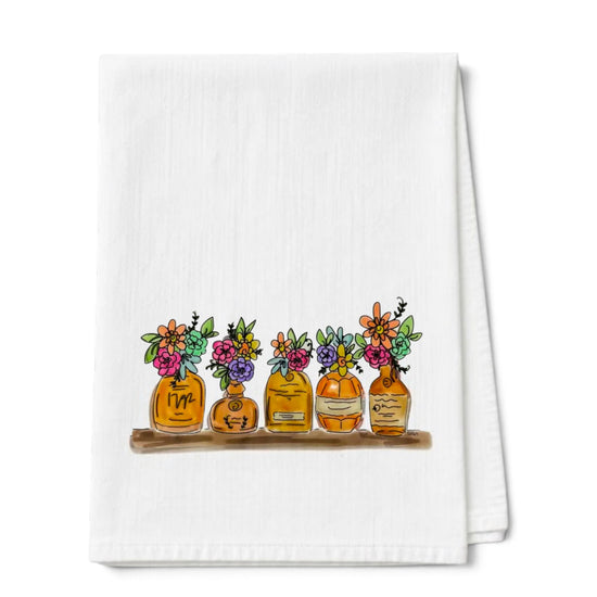 Bourbon Tea Towels | Kentucky-Themed 100% Cotton Kitchen Towels — If It Ain't Kentucky, Keep Your Bourbon Closer & Bourbon Flowers