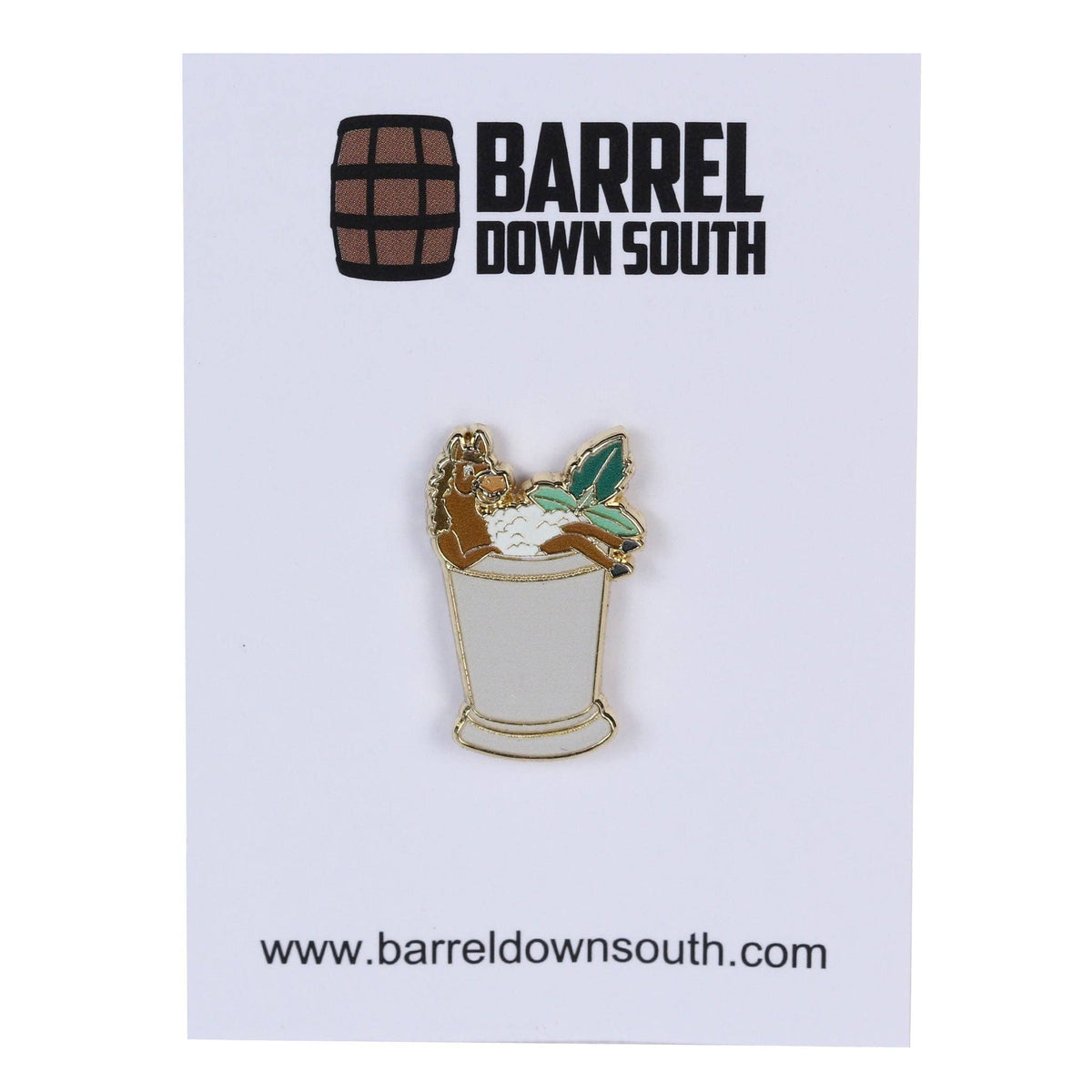Horse Sitting In Mint Julep Cup Lapel Pin - A Taste of Kentucky