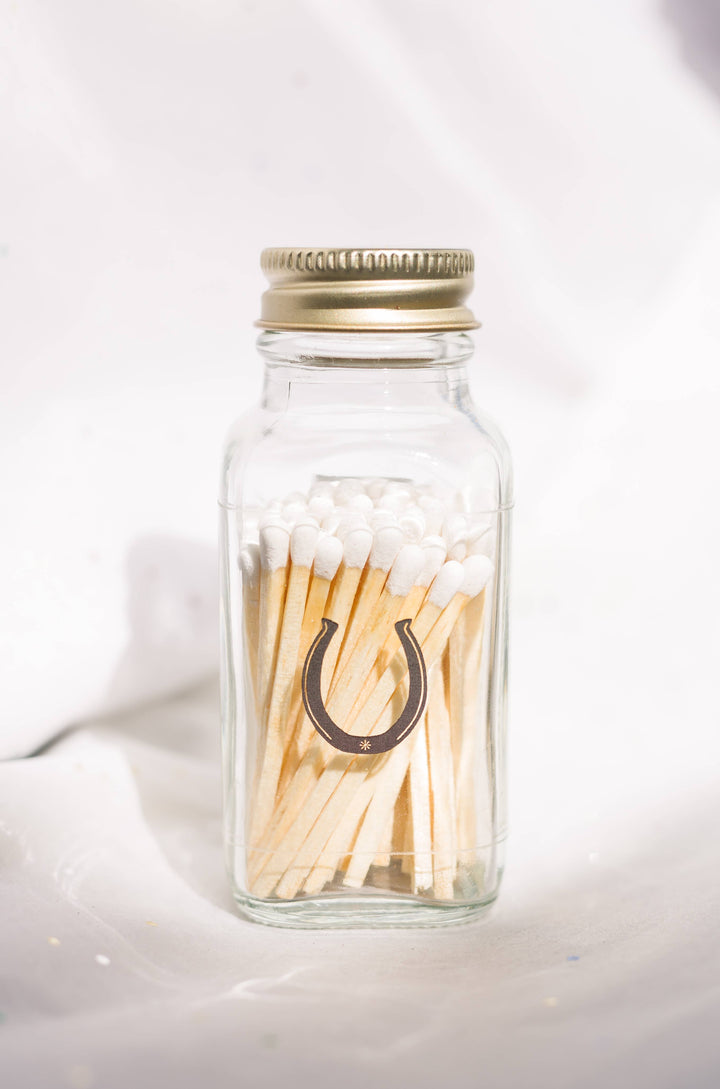Lucky Horseshoe 2" White Match Jar | Western Match Holder - A Taste of Kentucky