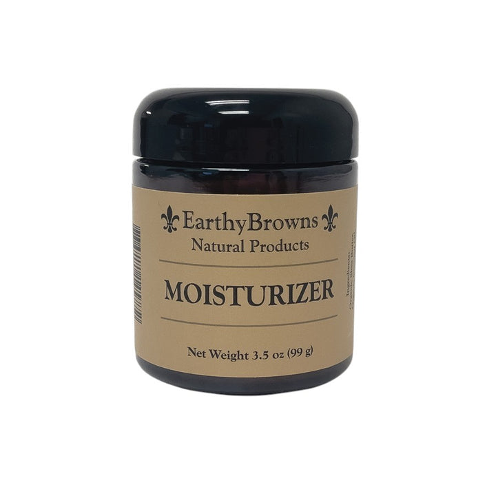 Jar of Earthy Browns Natural Products Moisturizer on a white background