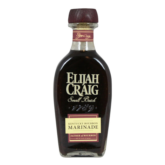 Bottle of Elijah Craig Kentucky Bourbon Marinade on a white background