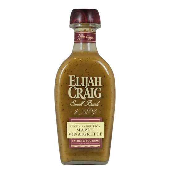 Bottle of Elijah Craig Kentucky Bourbon Maple Vinaigrette on a white background