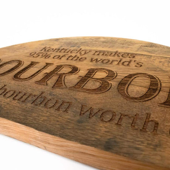 Engraved Half Bourbon Barrel Head Sign - A Taste of Kentucky