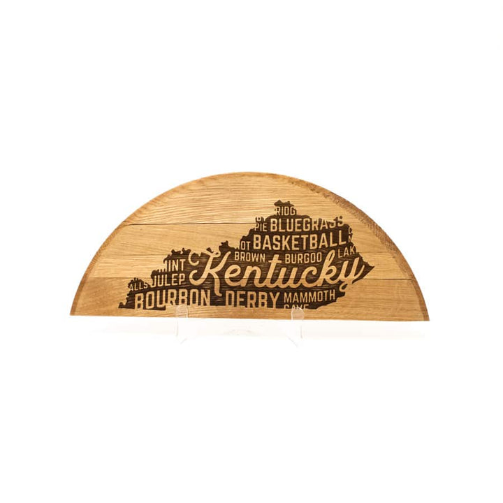 Engraved Half Bourbon Barrel Head Sign - A Taste of Kentucky