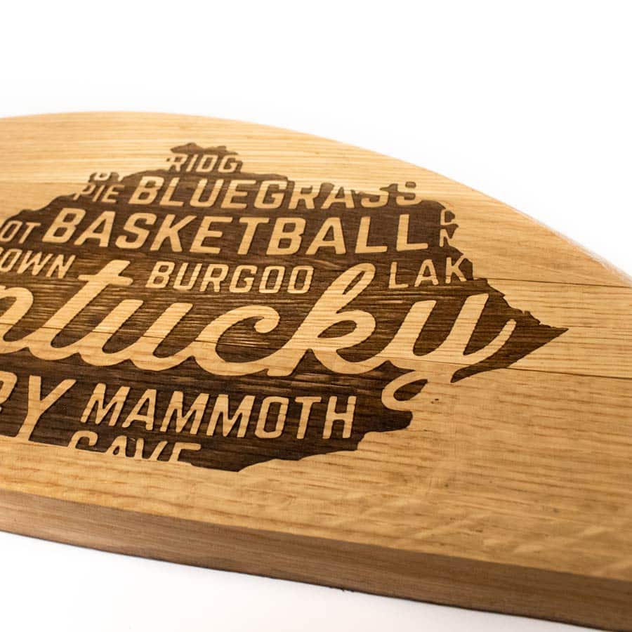 Engraved Half Bourbon Barrel Head Sign - A Taste of Kentucky