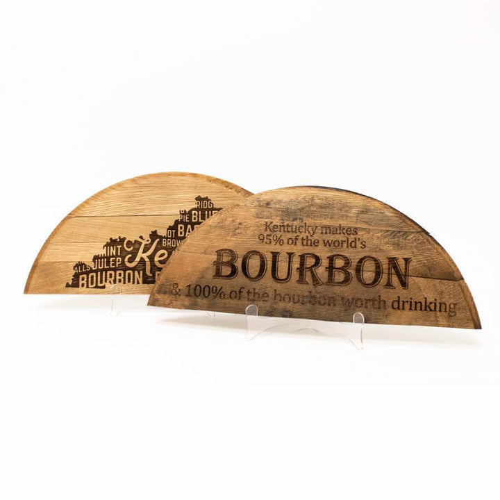 Engraved Half Bourbon Barrel Head Sign - A Taste of Kentucky