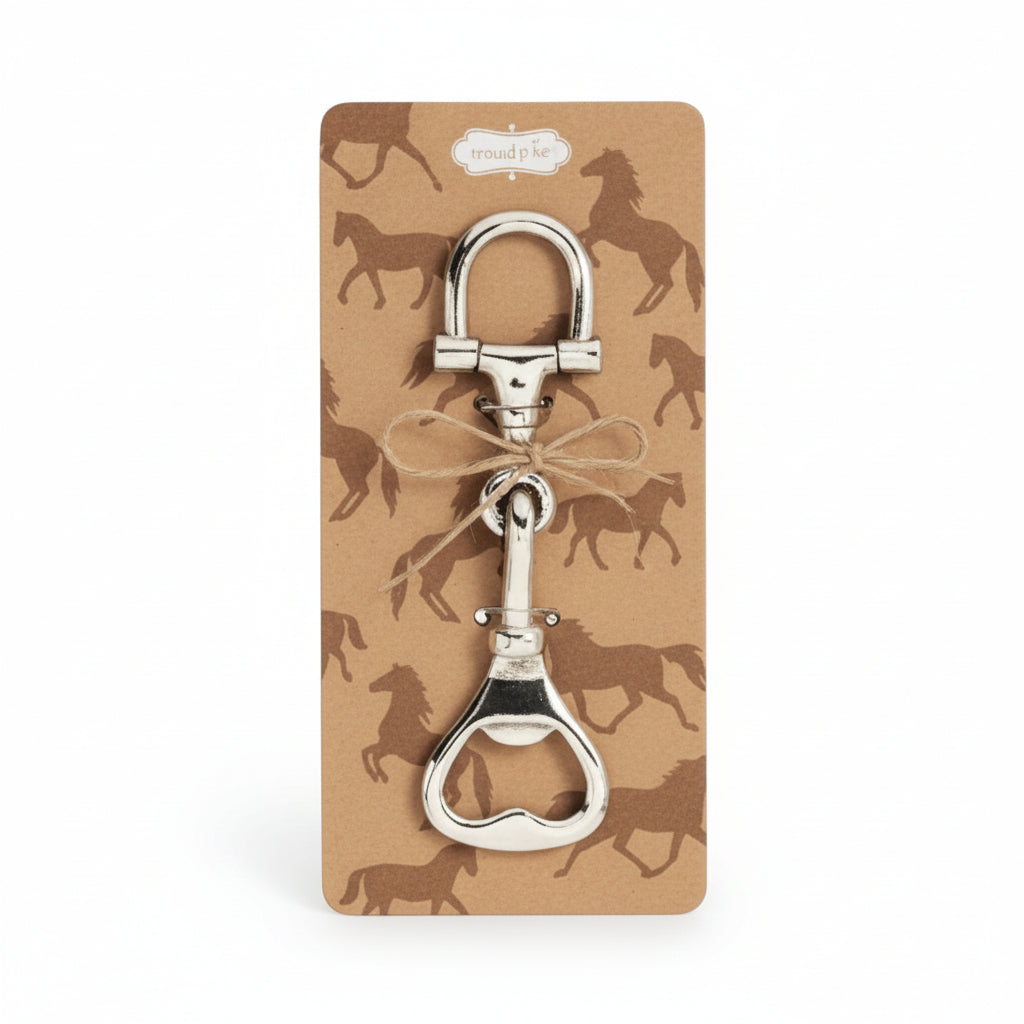 A close-up detail shot of the elegant Bit design on the metal bottle opener handle.