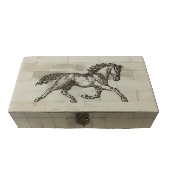 Equestrian Engraved Bone Box - A Taste of Kentucky