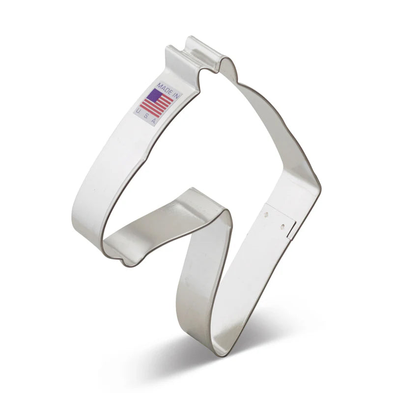 Side view of steel horse head cookie cutter