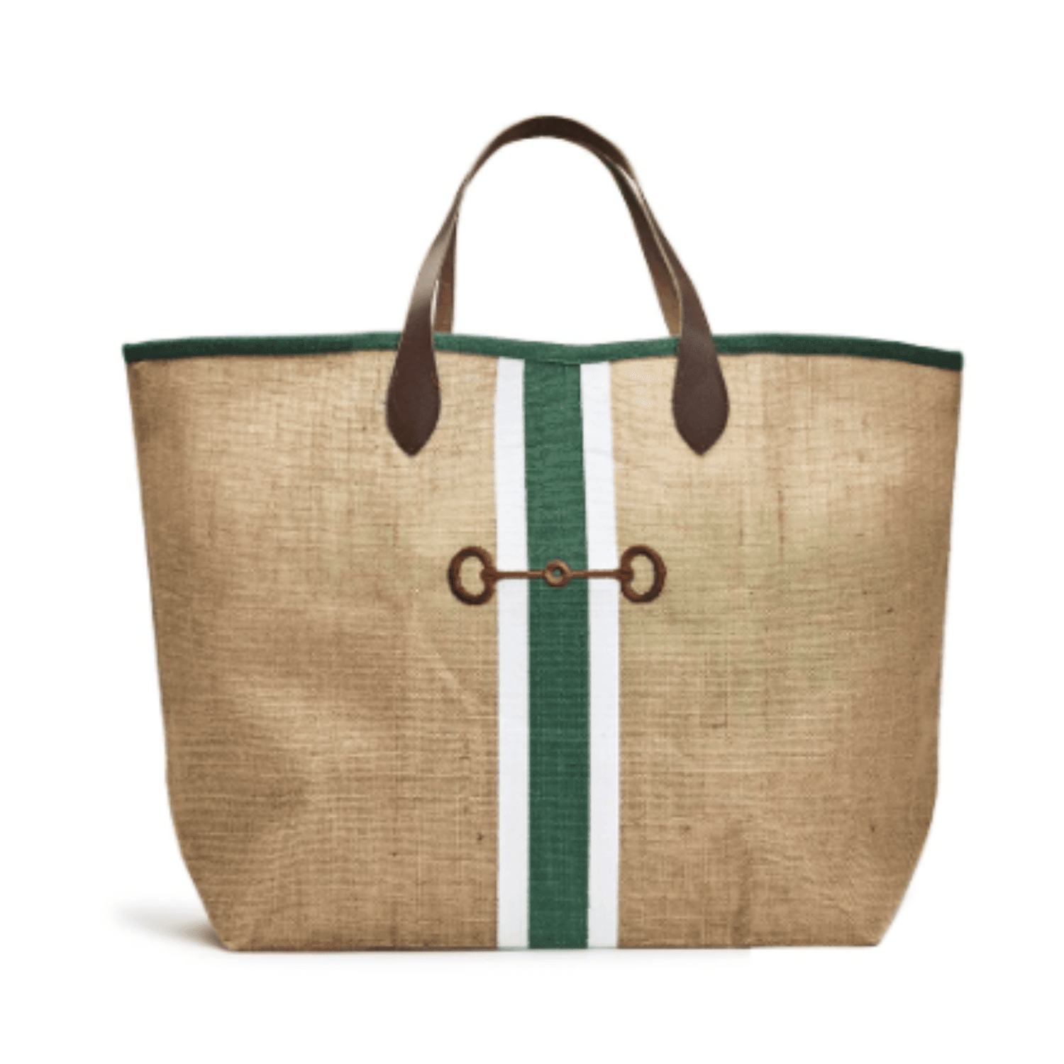 Equestrian Jute Tote Bag with Leather Handles - A Taste of Kentucky
