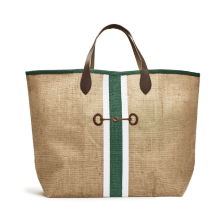 Equestrian Jute Tote Bag with Leather Handles - A Taste of Kentucky