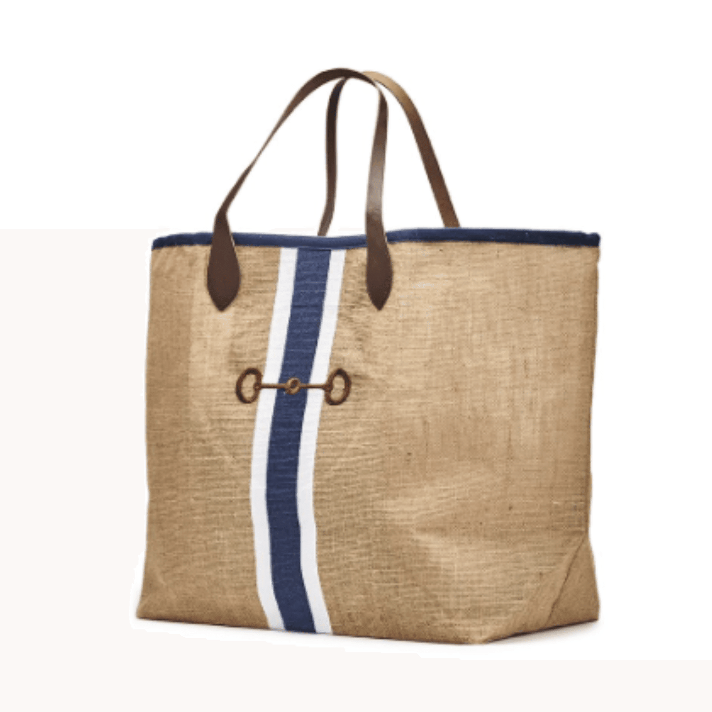 Equestrian Jute Tote Bag with Leather Handles - A Taste of Kentucky