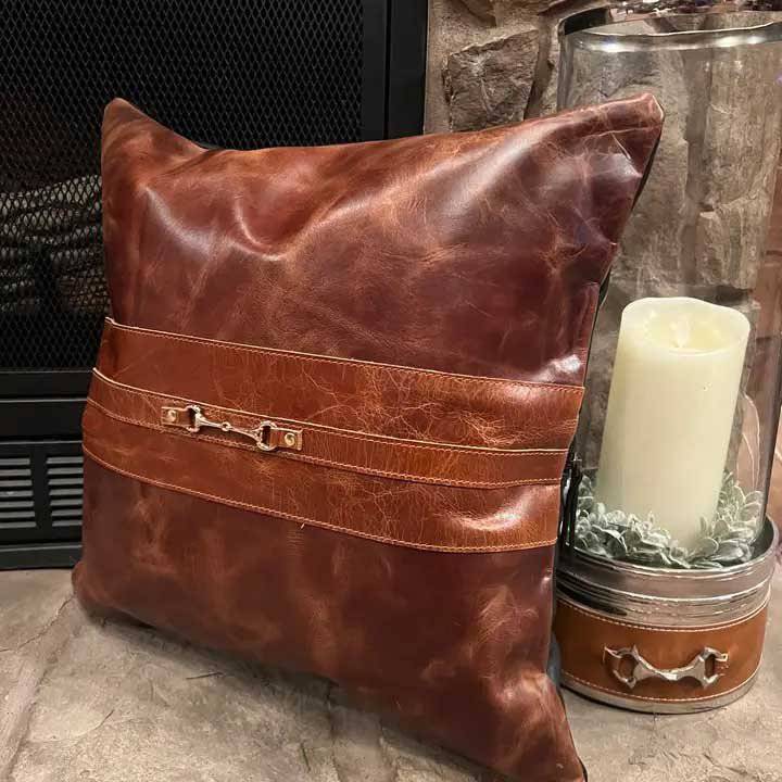 Equestrian Snaffle Bit Leather Pillow - A Taste of Kentucky