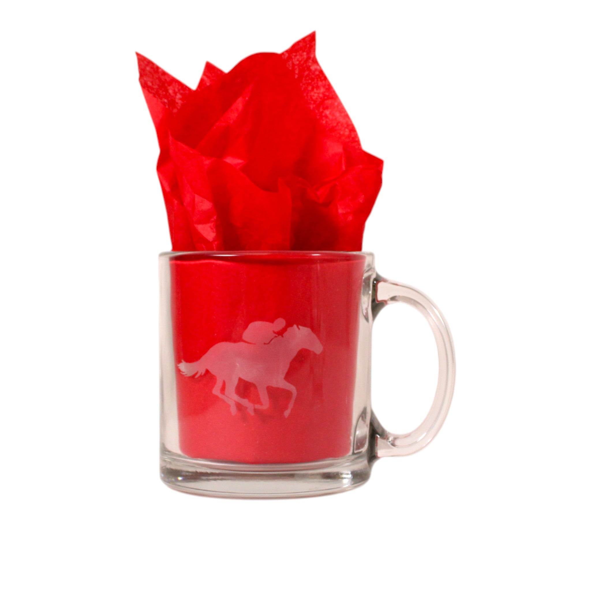 Etched Glass Mug – Kentucky, Indiana, Fleur de Lis, Thoroughbred & Jockey Designs - A Taste of Kentucky