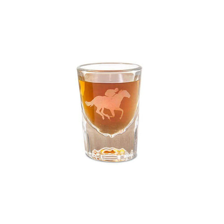Etched Horse and Jockey Shot Glass - A Taste of Kentucky