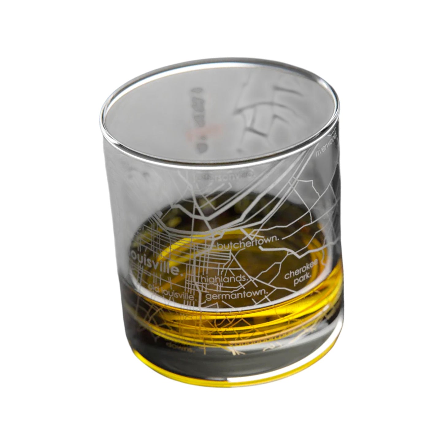 The etched Louisville map glass.
