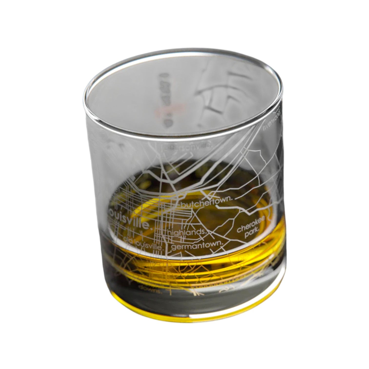 The etched Louisville map glass.