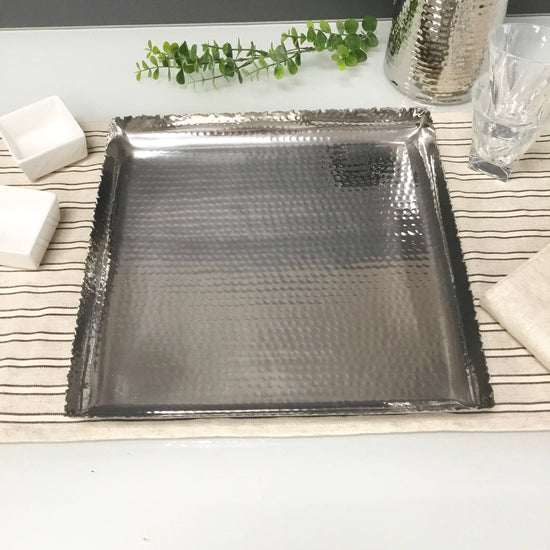 Silver Hammered Square Platter - Elegant Home Serverware - A Taste of Kentucky