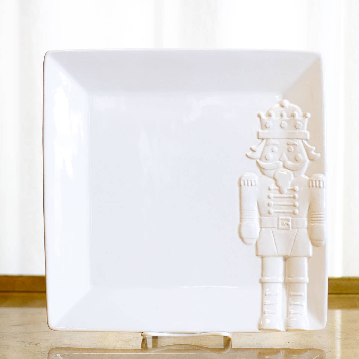 Royal Nutcracker Embossed Platter   White   11.5x11.5 - A Taste of Kentucky