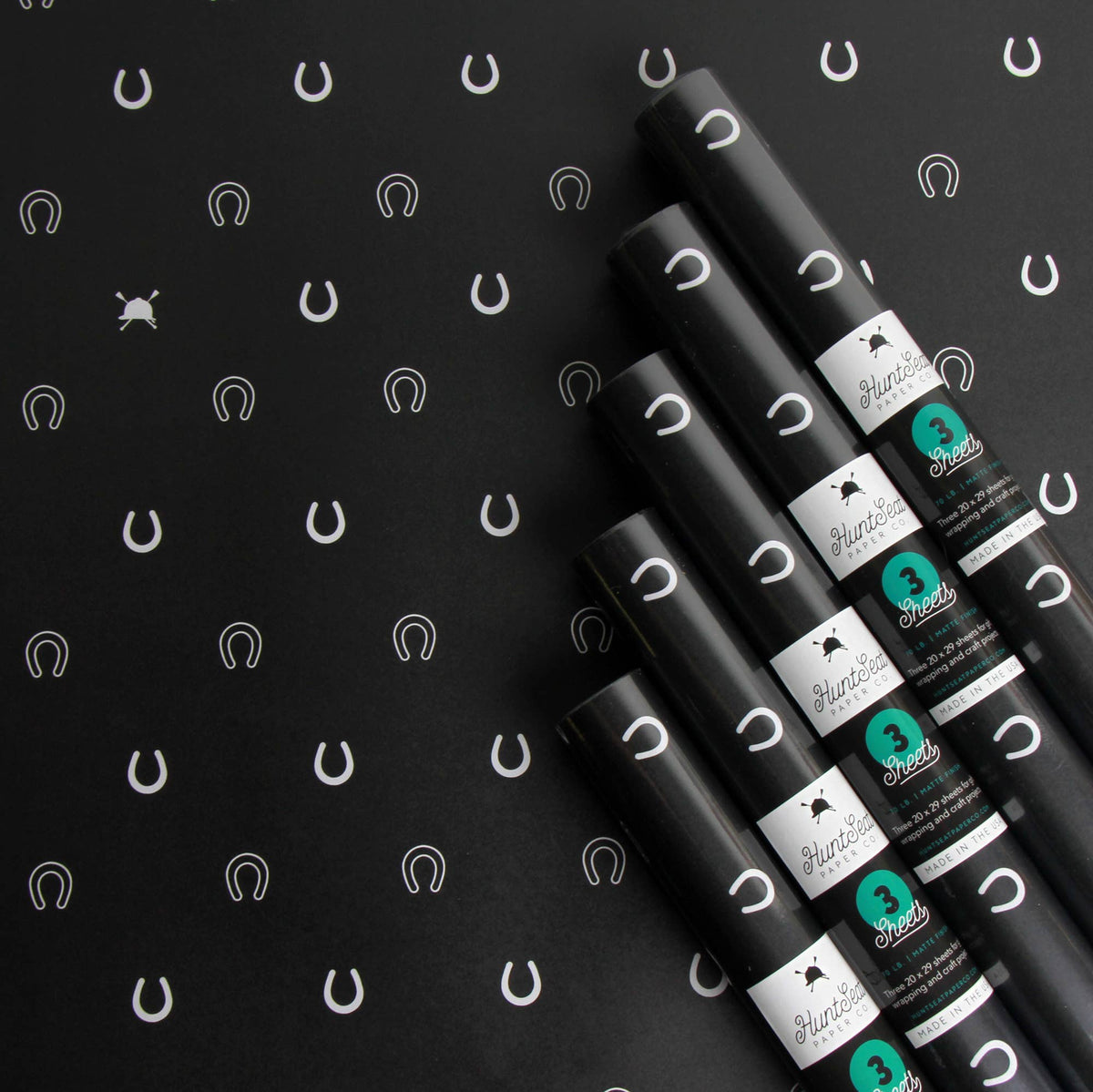 Lucky Slate Equestrian Horseshoe Gift Wrap Paper in Roll - A Taste of Kentucky