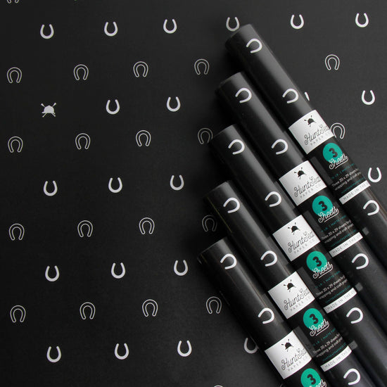 Lucky Slate Equestrian Horseshoe Gift Wrap Paper in Roll - A Taste of Kentucky