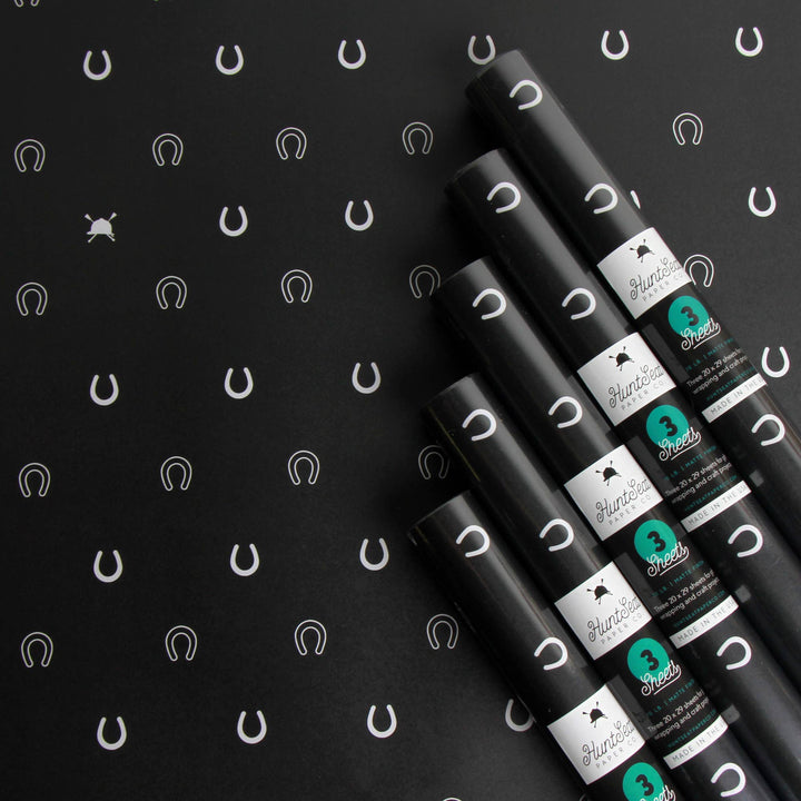Lucky Slate Equestrian Horseshoe Gift Wrap Paper in Roll - A Taste of Kentucky