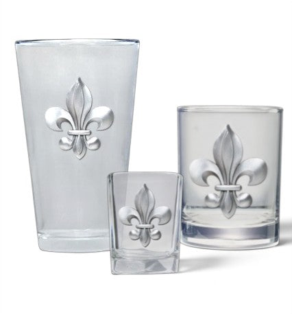 Fleur de Lis Drinkware | Fine Pewter Double Old Fashioned, Pint, or Square Shot Glass - A Taste of Kentucky