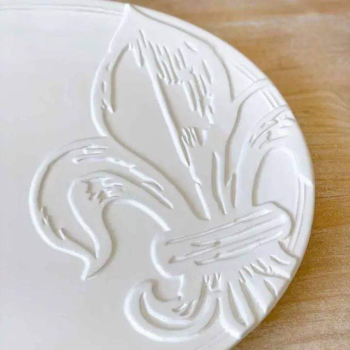 Fleur de Lis Embossed Oval Platter - A Taste of Kentucky