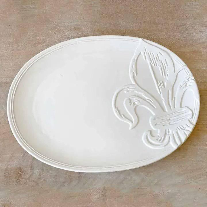 Fleur de Lis Embossed Oval Platter - A Taste of Kentucky